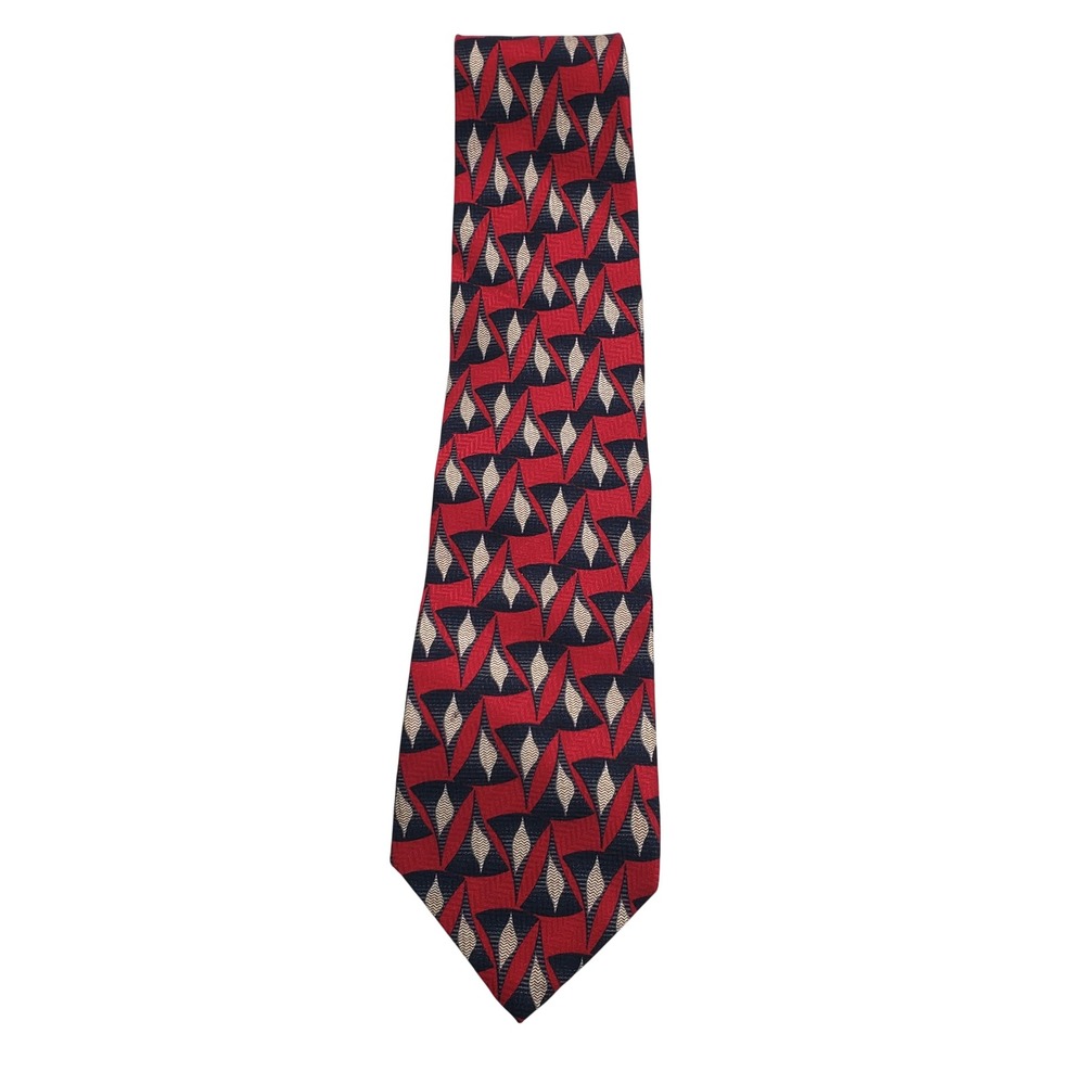 Nordstrom Mens J.Z. Richards Silk Tie OS Red Navy Geometric